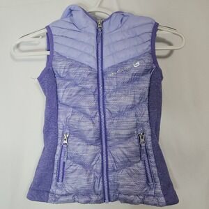 Girls XS Purple Puffer Vest Hooded Athleisure Active Core Outdoor‎ Sporty Style